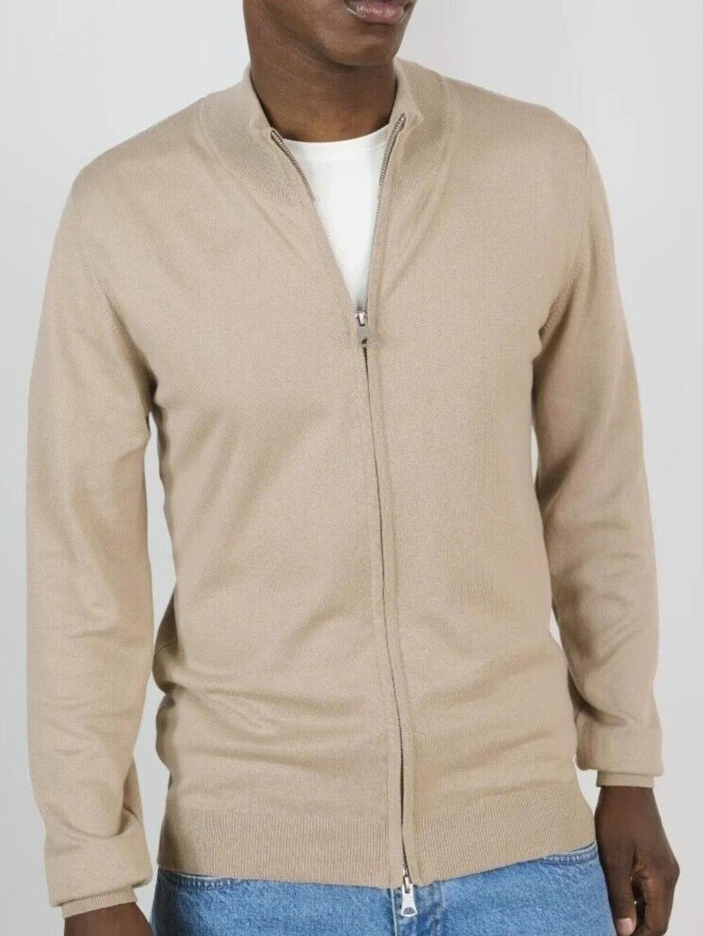 Matinique $128 XL Oatmeal Beige 100% Cotton Full Zip Mock Neck Sweater Jacket